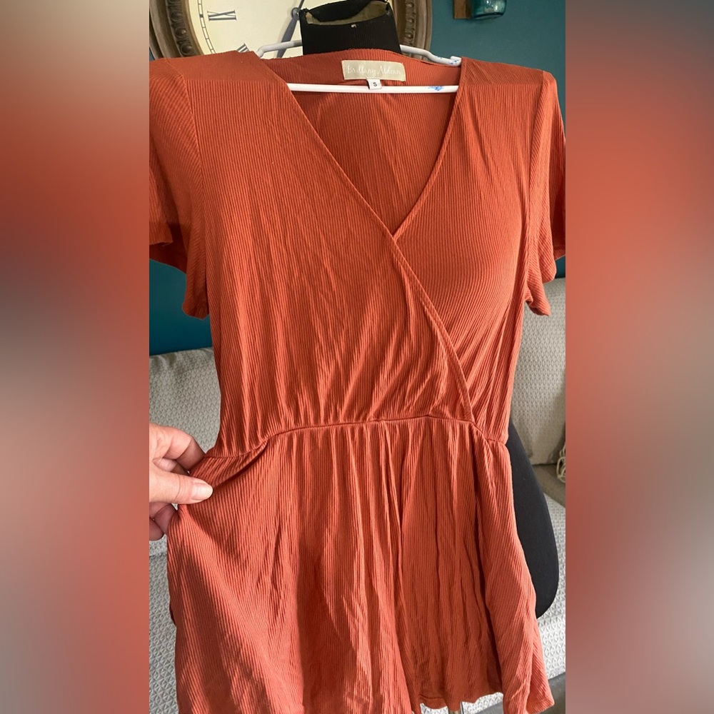 Brittany Aldean Rust Romper with Pockets - Picture 2 of 6